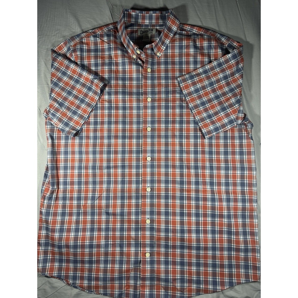Duluth Trading Co Men's Blue/Red Plaid Short Sleeve Button Up Shirt Size XL Tall